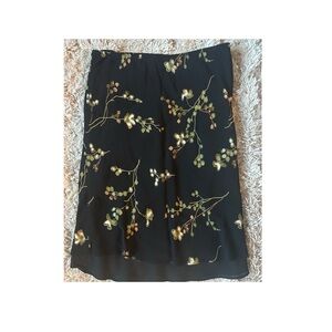 Vintage Lapis Knee Length Floral Skirt